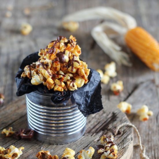 Popcorn with caramel and chocolate