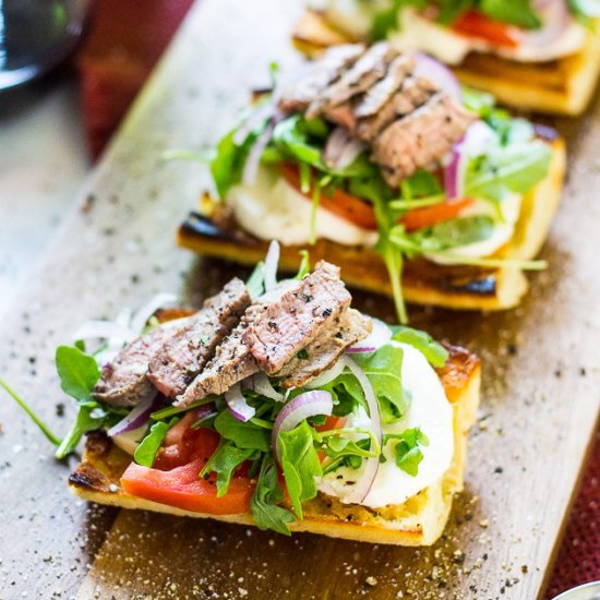 Open Faced Steak Caprese Sandwiches