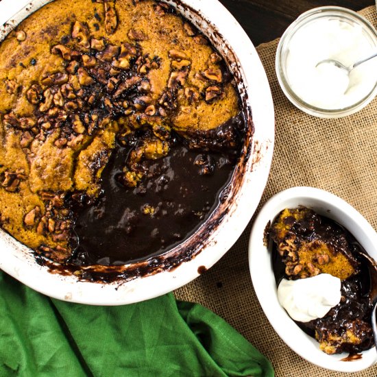 Pumpkin Cake with Chocolate Sauce