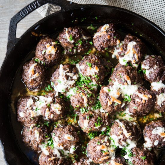 French Onion Skillet Meatballs