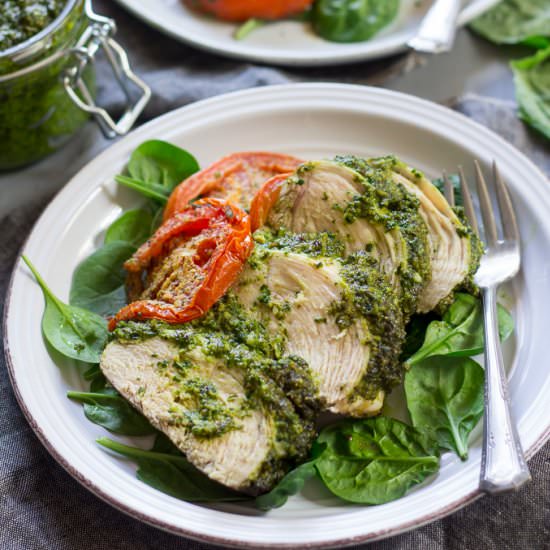 Paleo Pesto Baked Chicken