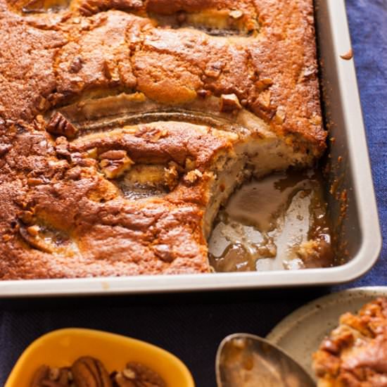 Banana Pecan Bourbon Pudding