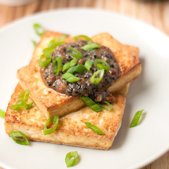 Tofu Steaks with Miso Pecan Sauce