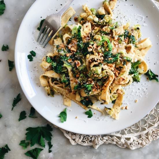 Fettucine with Brussel Sprouts