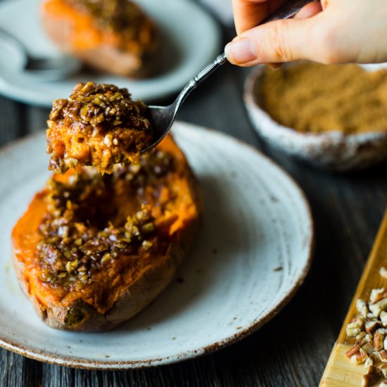 Pecan Pie Stuffed Sweet Potatoes