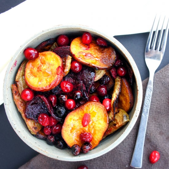 Cranberry Maple Roasted Roots