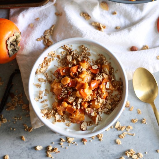 Vanilla Bean Persimmon Yogurt Bowls