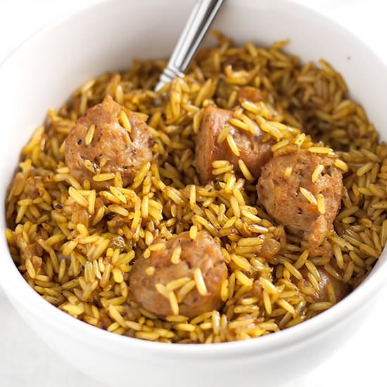 Turmeric Rice with Chicken Sausage