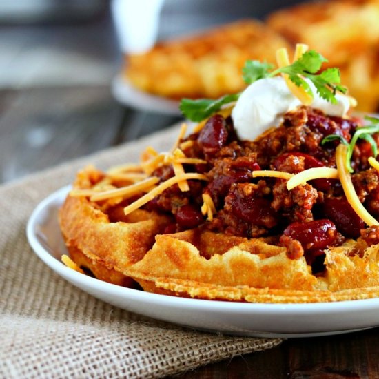 Crispy Cheddar Cornbread Waffles