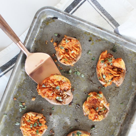 Smashed Brown Butter Sweet Potatoes