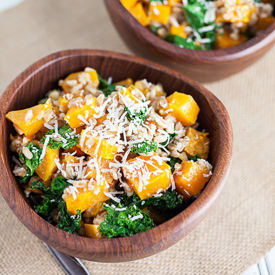 Squash, Kale, and Farro Salad