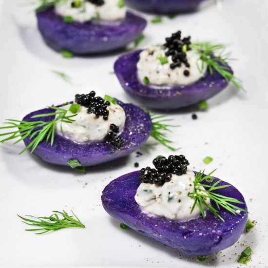 Purple Potato Bites with Caviar