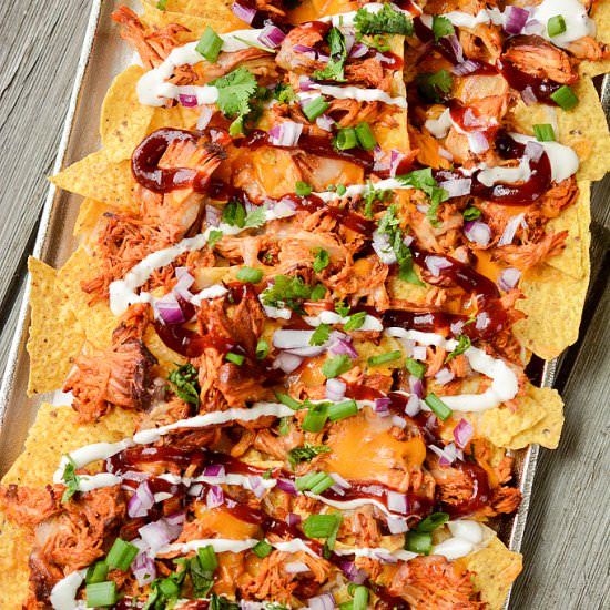 Slow Cooker BBQ Chicken Nachos