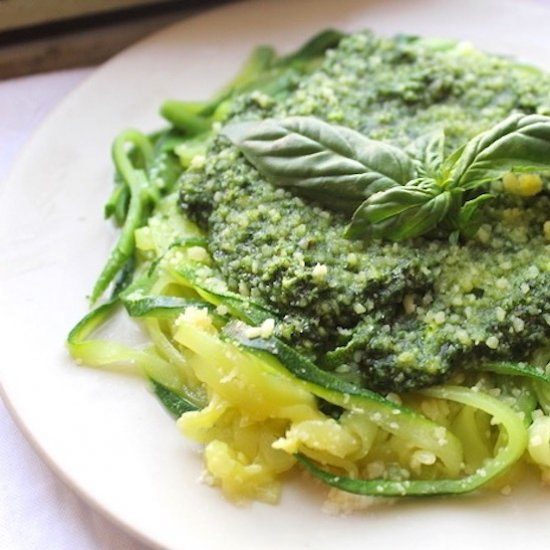 Zoodles w/ Watercress Almond Pesto