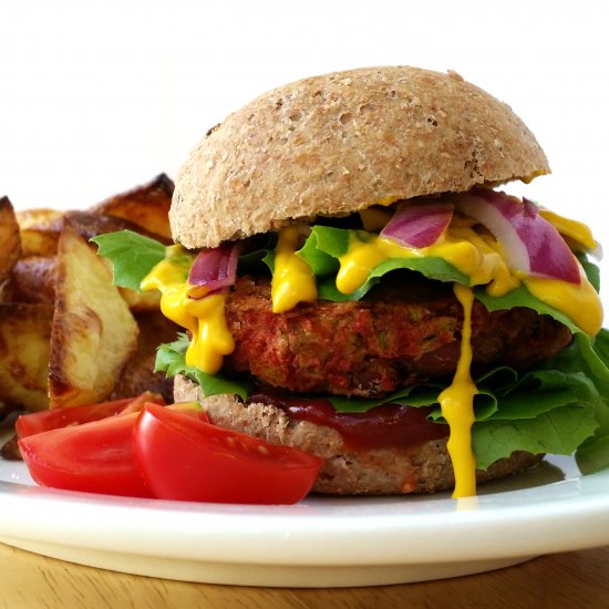 Beetroot and Borlotti Bean Burger