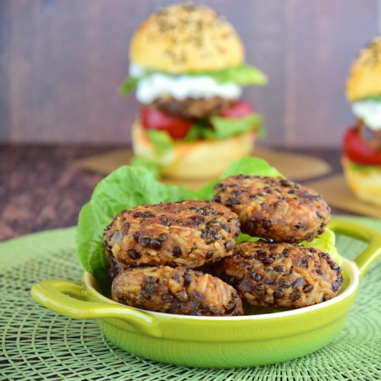 Beluga Lentil Rice Burger Patties