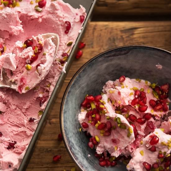 Pomegranate and Raspberry Ice Cream