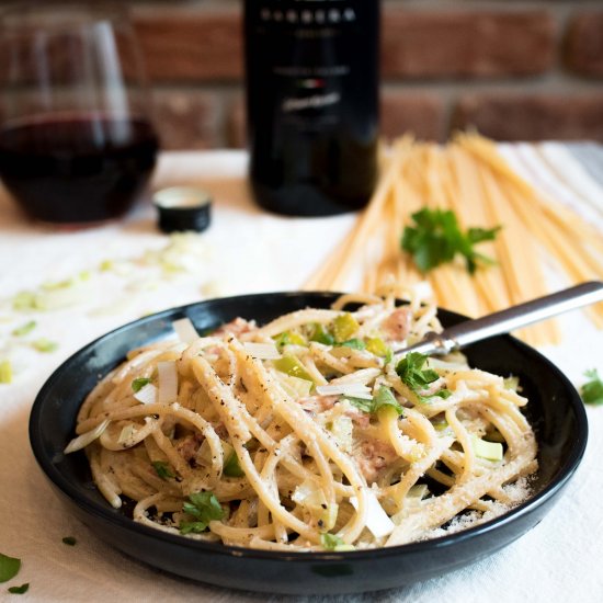 Leek and Bacon Pasta