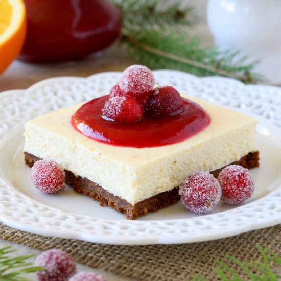 Cranberry Orange Cheesecake Bars