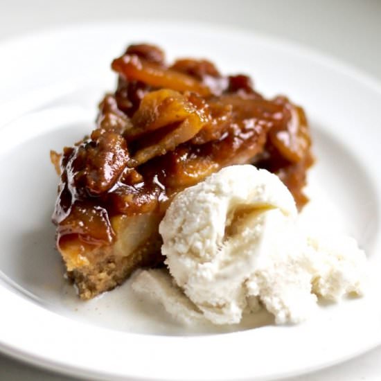 salted caramel pear upsidedown cake