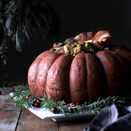 Baked Pumpkin Filled with Stuffing