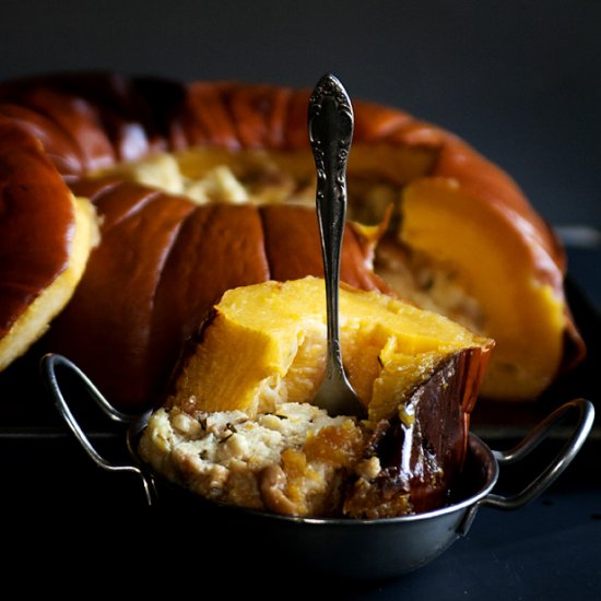 Savory Bread Pudding in a Pumpkin