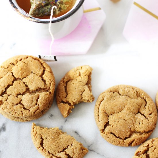 Soft and chewy gingersnap cookies