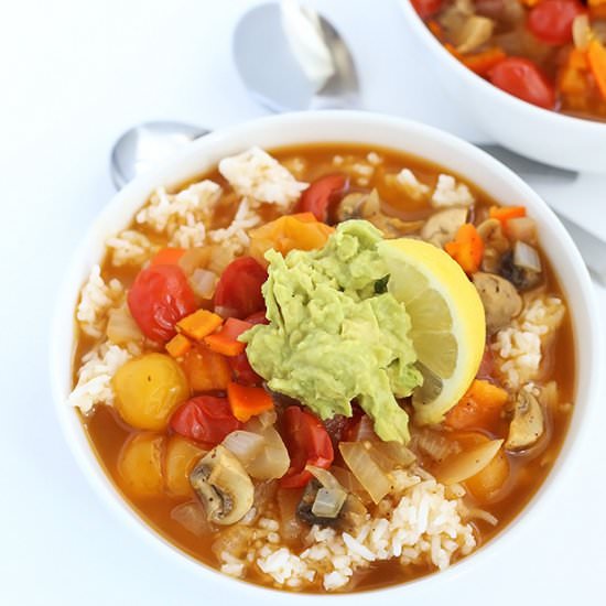 MUSHROOM VEGGIE RICE SOUP