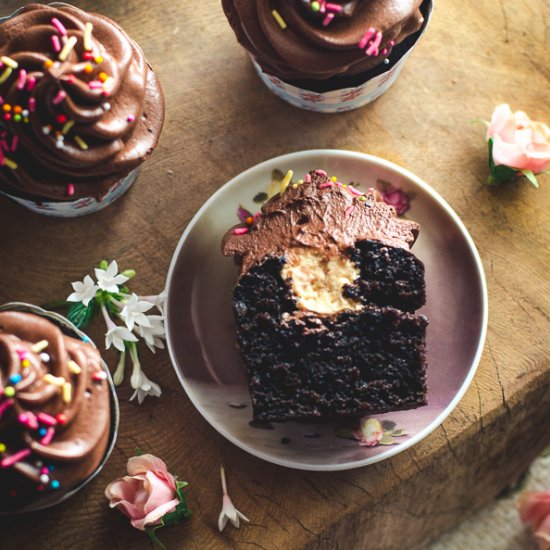 Peanut butter & chocolate cupcakes