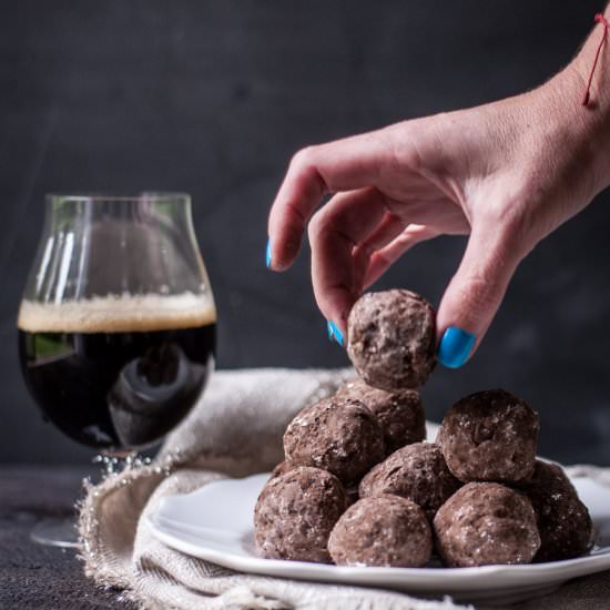 No Bake Pretzel Bourbon Beer Balls