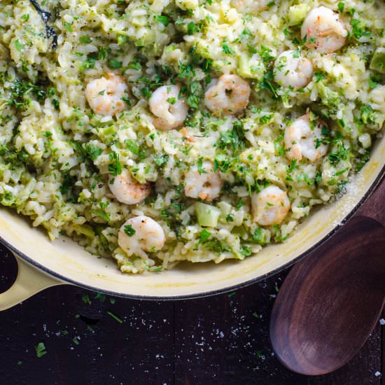 Lemony Shrimp + Broccoli Risotto