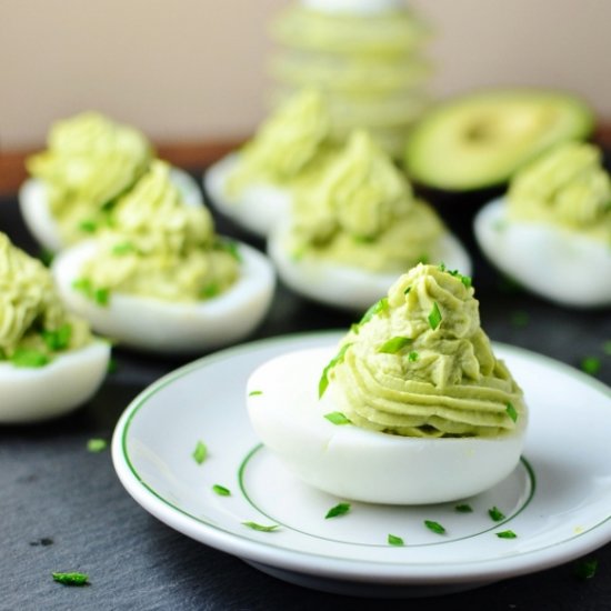 Avocado Horseradish Deviled Eggs