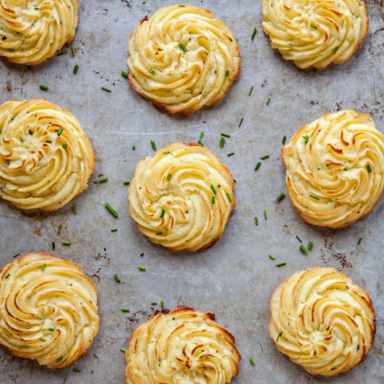 Cream Cheese Chive Duchess Potatoes