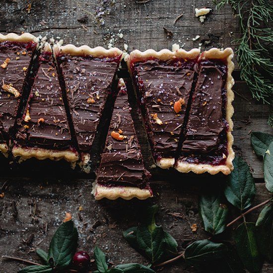 Chocolate Cranberry Orange Tart