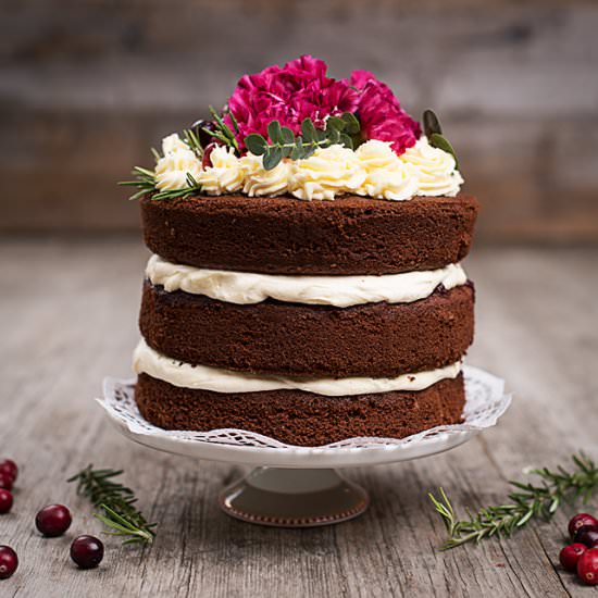 Chocolate Rum Naked Cake