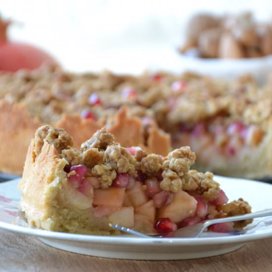 Crumbled Apple and Pomegranate Pie