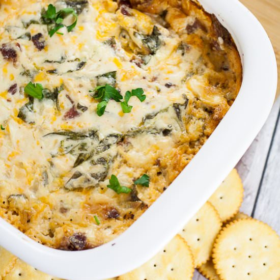 Warm Cheesy Bacon Spinach Dip