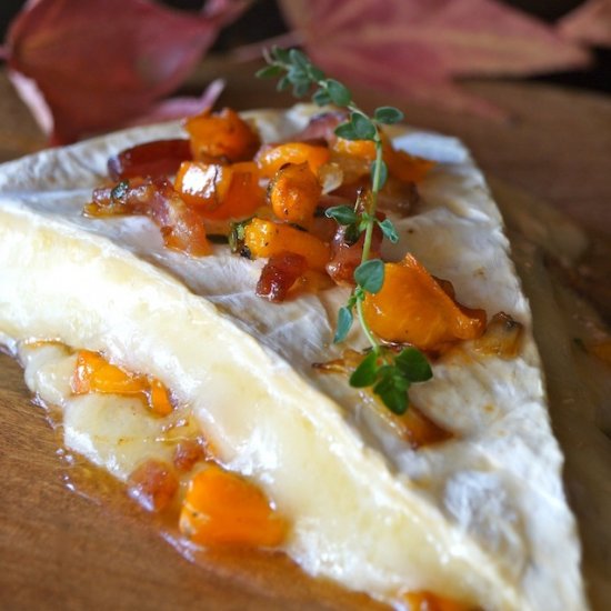 Cinnamon Persimmon Bacon Baked Brie