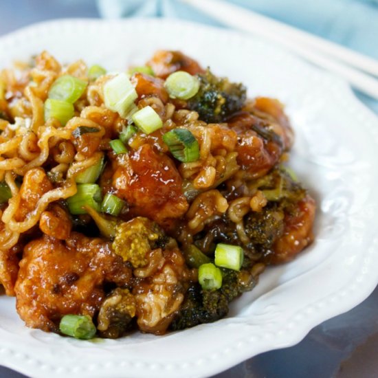 Ramen Noodle General Tso’s Chicken