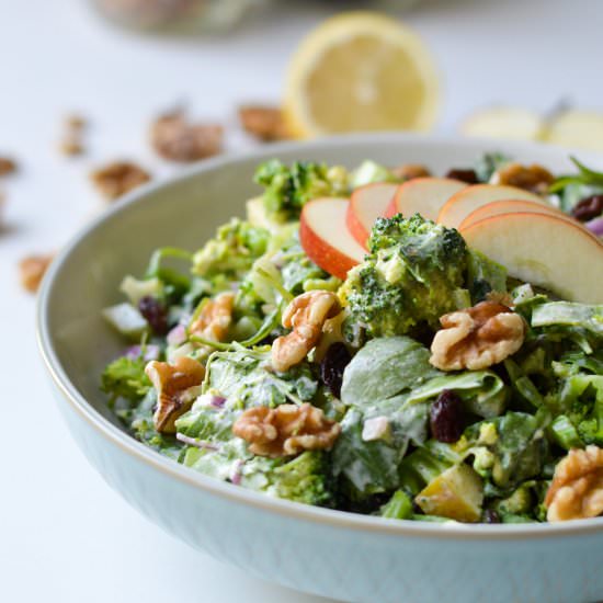 Winter broccoli Waldorf salad