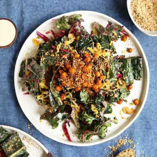 Creamy Kale Salad with Chickpeas