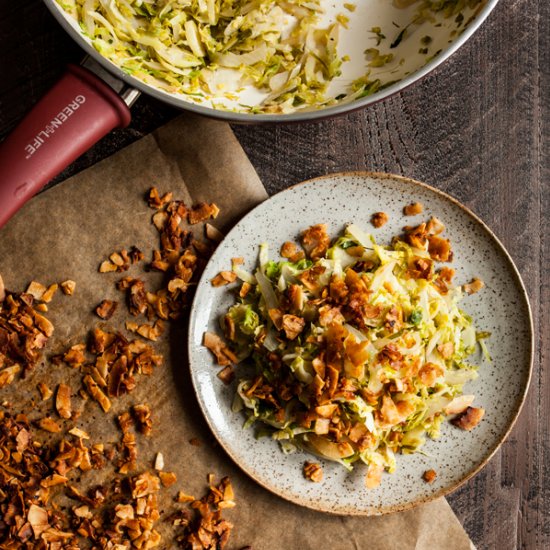 Brussels Sprouts Coconut Bacon Hash