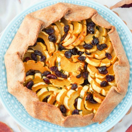 Cranberry delicata squash galette