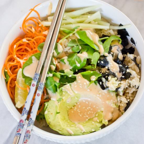 Vegan Sushi Bowls w/ Spicy Dressing