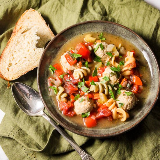 Italian Mini Chicken Meatball Soup