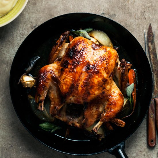 Roast Chicken with Chai Glaze