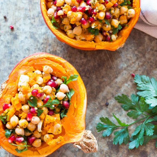 Pumpkin stuffed Chickpeas salad