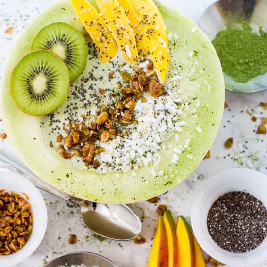 Matcha Melon Smoothie Bowls