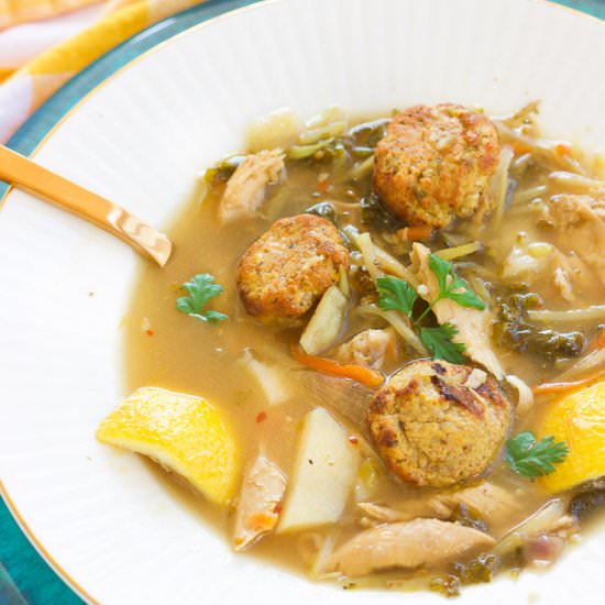 Leftover Turkey Lemon Garlic Soup