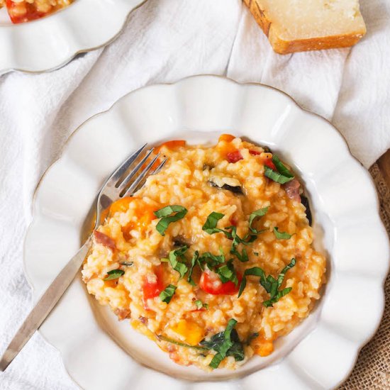 Tomato Basil Risotto w/ Prosciutto